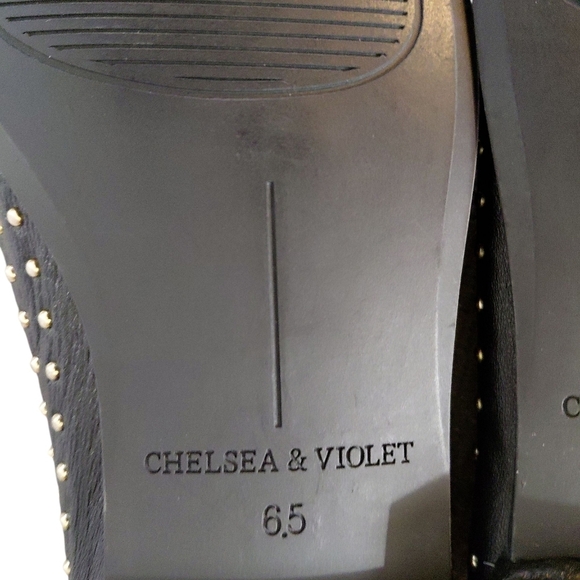 Chelsea & Violet Black Studded Loafers Women's Black And Silver Flats Size 6.5 - Picture 8 of 9